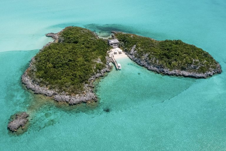An aerial view of a small island in the ocean.